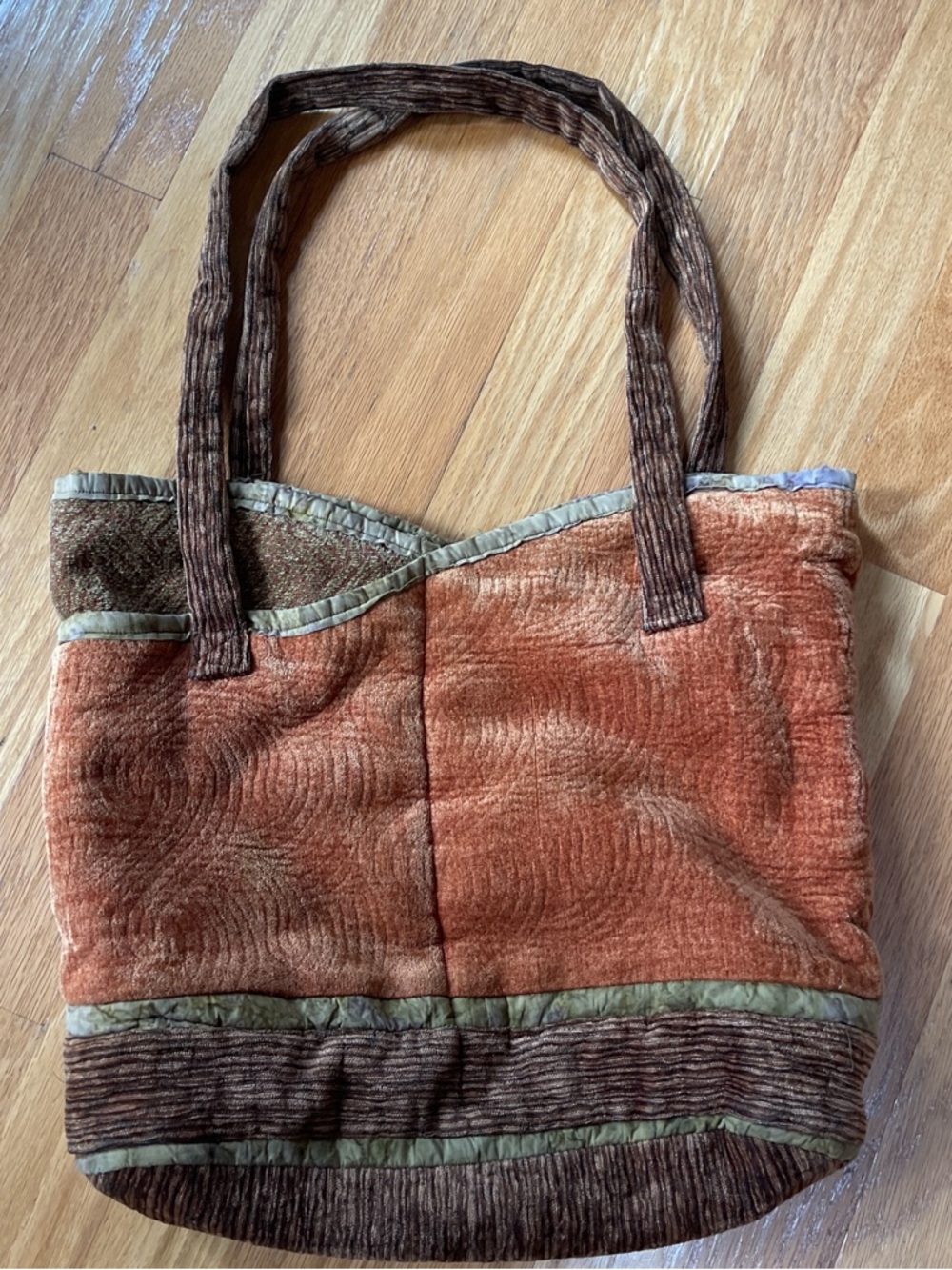 Rust Multi-Texture Quilted Tote Bag
